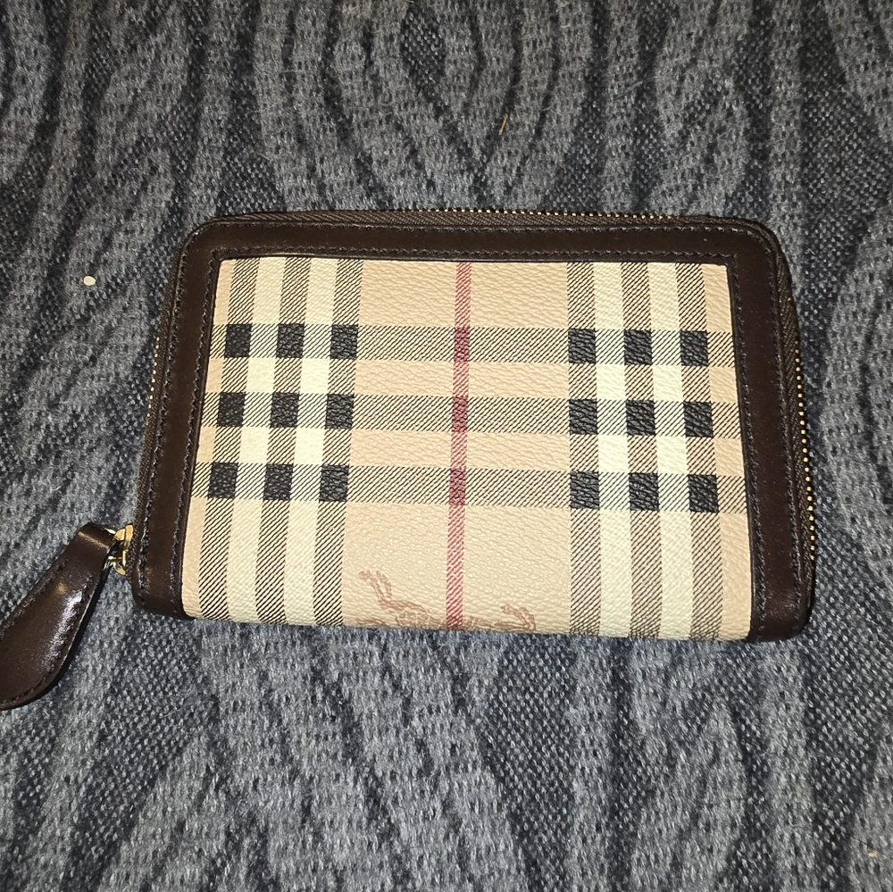 Burberry Beige and Brown Checkered Wallet